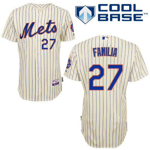 Jeurys Familia #27 MLB Jersey-New York Mets Men's Authentic Home White Cool Base Baseball Jersey